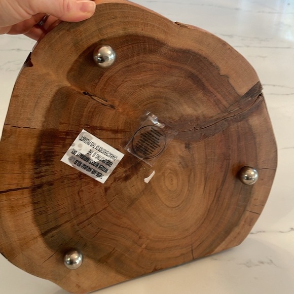 Distressed Natural wood unique footed tray - Picture 4 of 9